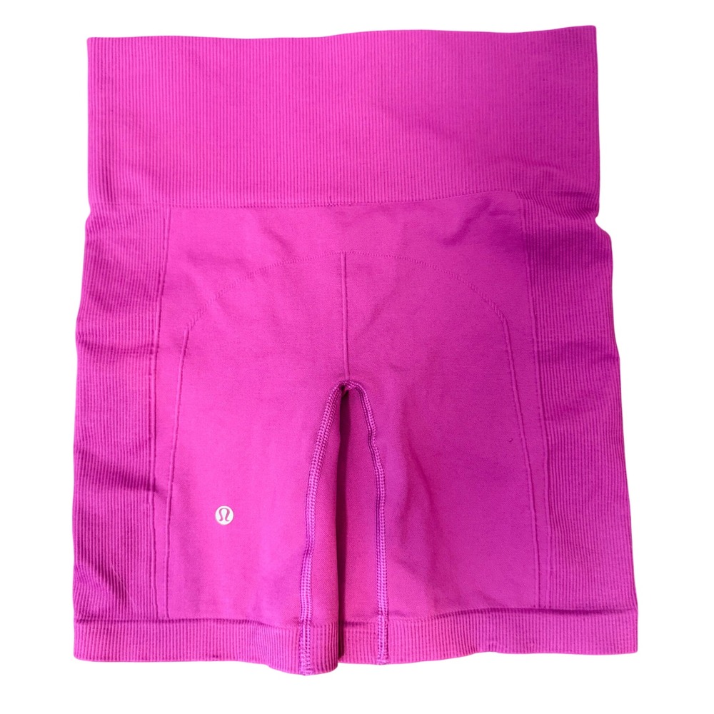 Lululemon 6" High Rise Bike Shorts Vivid Plum (6) Yoga Compression Logo Bright
